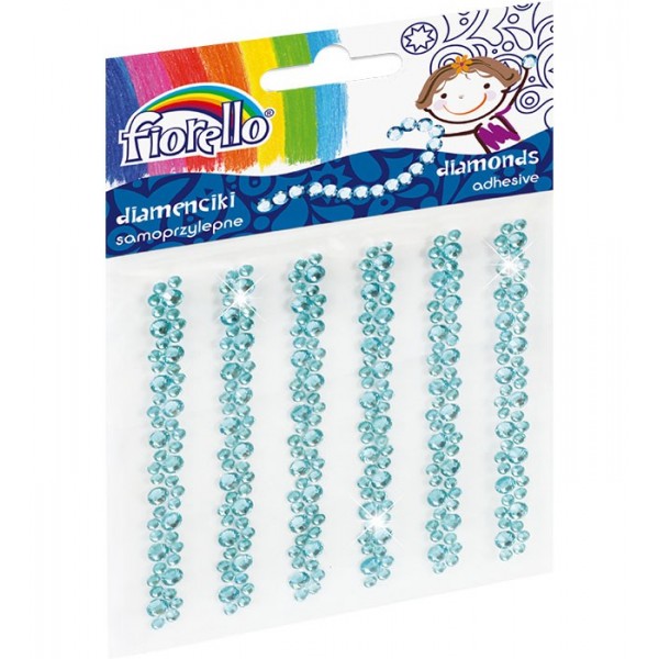 Accesorii creatie - diamante sirag plastic, bleu, 9cm, autoadezive, flori, blister 6 buc, Fiorello, GR-DS06 / 170-2402