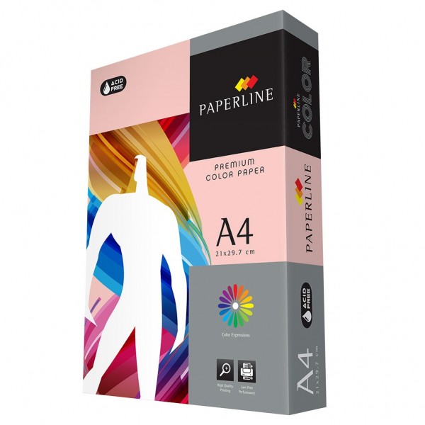 Hartie colorata A4 Paperline 140, 80g/mp, roz deschis pastel, top 500 coli