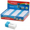 Radiera Keyroad Duo KR971645, dreptunghi, 39x17x12mm, alb-albastru, 2/3 pentru creion, 1/3 pentru pix, cerneala