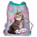 Rucsac cu snur pentru copii St.Majewski My Little Friend Cat 28375, verde deschis