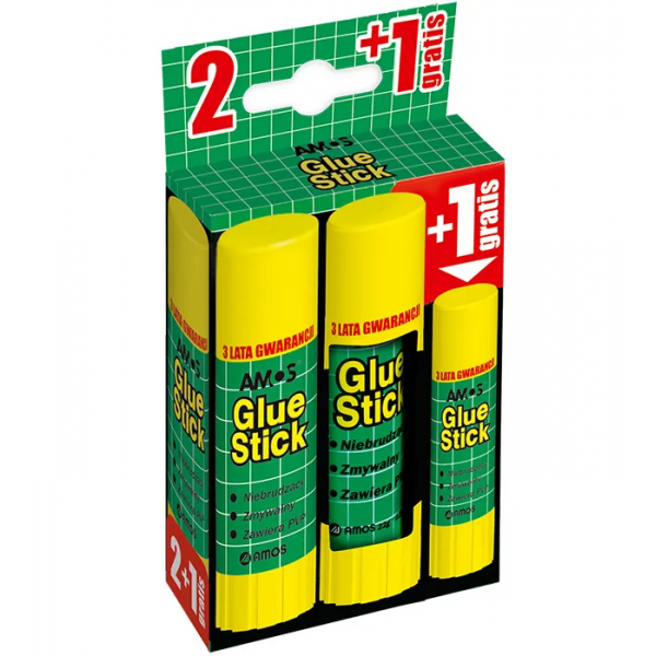 Lipici solid Amos, 22g, fara solvent, set 2 buc + 1x 8g gratis, GSWB822B3 / 130-1811