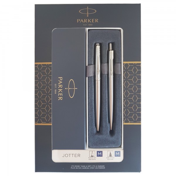 Set cadou stilou + creion mecanic Parker Jotter SS-CT, corp metalic argintiu