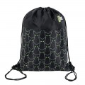 Rucsac cu snur pentru copii St.Right Reflective Cats 625572, negru cu verde, 34x43cm