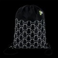 Rucsac cu snur pentru copii St.Right Reflective Cats 625572, negru cu verde, 34x43cm