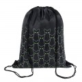 Rucsac cu snur pentru copii St.Right Reflective Cats 625572, negru cu verde, 34x43cm