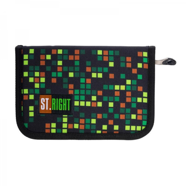 Penar neechipat St.Majewski Gamer, 1 fermoar, 2 extensii, negru cu pixeli maro si verzi, 39210