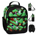 Ghiozdan Starpak Pixel Game, gradinita, 1 compartiment, 1 buzunar, negru cu verde, 506019