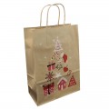 Punga cadou Craciun Colorarte 24399, A3, 32x41x12cm, 100g/mp, kraft, manere din hartie rasucita, motive de Craciun