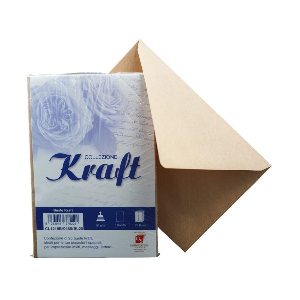 Plic color pentru invitatie Colorarte Kraft, 90g/mp, 120x180mm, set 25 buc