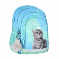 Ghiozdan Starpak Kitty, 39cm, 3 compartimente, blue cu turcoaz, 527189