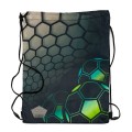 Rucsac cu snur pentru copii Starpak Football 506126, negru cu verde, 38.5x33cm