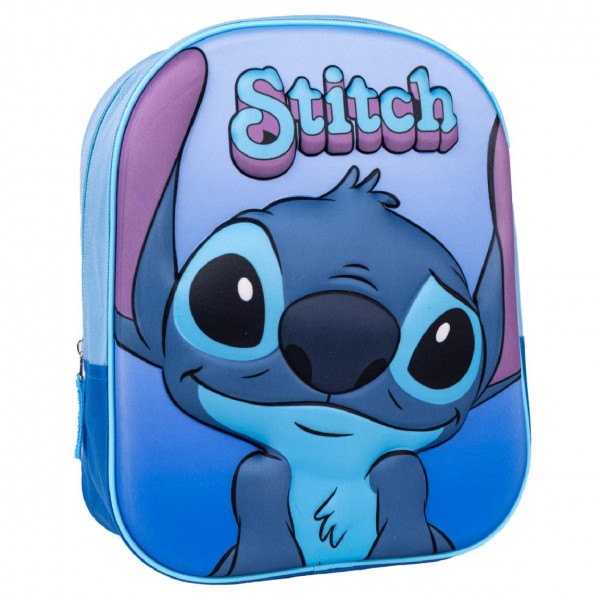 Ghiozdan gradinita Cerda Stitch 3D, 31cm, 1 compartiment, albastru