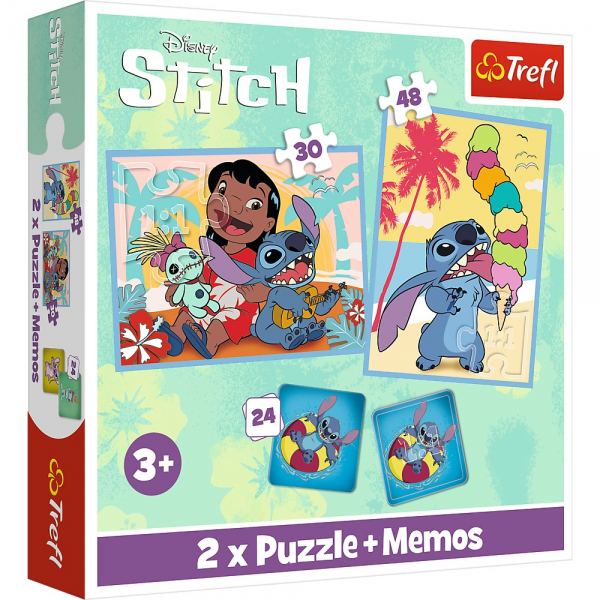 Puzzle carton 2in1 30, 48 piese Trefl Stitch - O zi fericita pentru Lilo & Stitch, 539654, 3+ ani