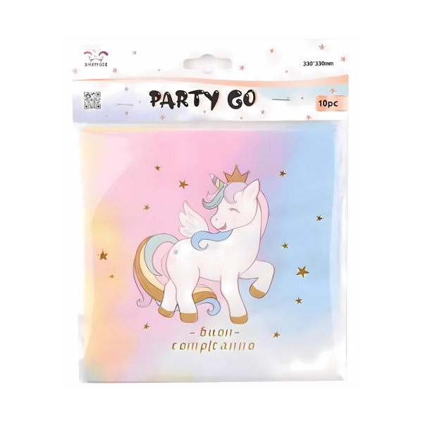 Servetele imprimeu unicorn, PartyGo, BR0024-T, set 6 buc