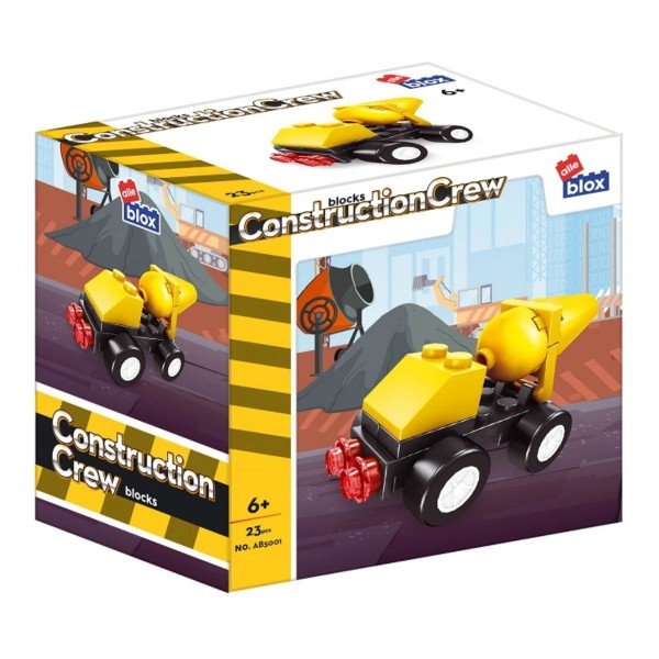 Set de constructie Alleblox, Vehicule constructii, 492792-96, 22-24 piese, 7x7x5cm, +6 ani