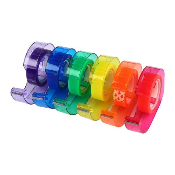 Banda adeziva Eagle TY2040VM, pentru ambalare, 12mm, colorat, cu dispenser diverse culori, cutie 6 buc