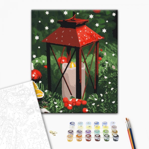 Set pictura pe numere 40x50cm, Brushme - Lumina de Revelion, candela - pensule, culori, BS52752