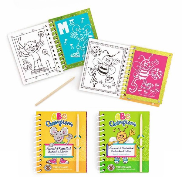 Set creatie notes razuibil+creion 24 pagini, Scratchbook Trendhaus, 8,5x10.5 cm, CH28645