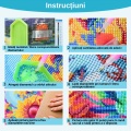 Set creativ - pictura cu diamante 40x50cm, CNX Paint by Beads - Vaza cu flori pe scaun - cu cifre si litere, 8112