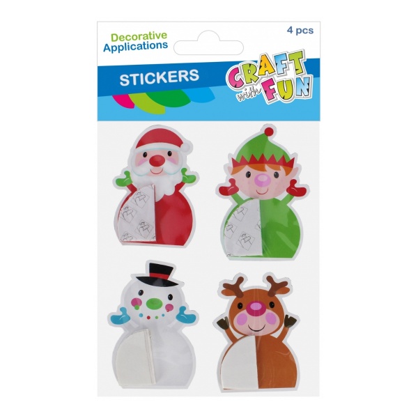 Accesorii creatie - stickere autoadezive - spiridus, ren, mos 3D, set 4 buc, Craft with Fun 545833