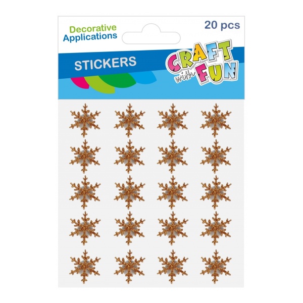 Accesorii creatie - stickere autoadezive - fulgi de nea aurii, set 20 buc, Craft with Fun 545836