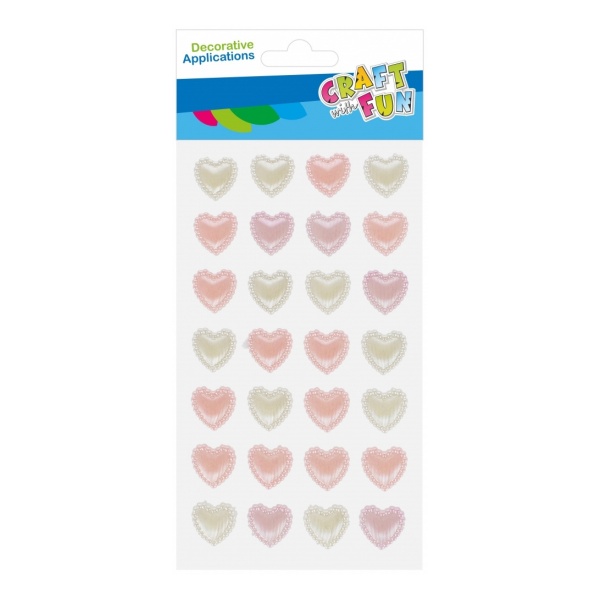 Accesorii creatie - stickere autoadezive - inimi culori calde, set 28 buc, Craft with Fun 531832