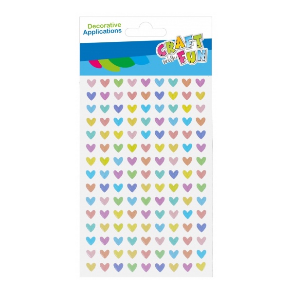 Accesorii creatie - stickere autoadezive - inimi diverse culori sidef, set 135 buc, Craft with Fun 531835