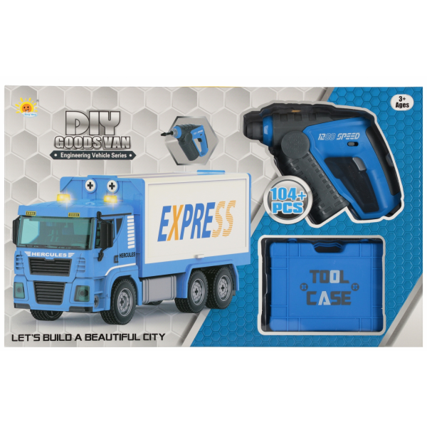 Jucarie set camion marfa + accesorii, 45x28x10cm, asamblare, 104 piese, MegaCreative, 543859