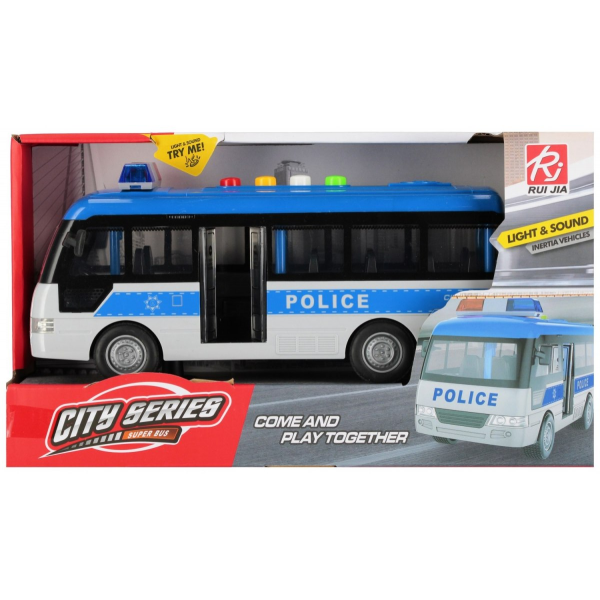 Jucarie autobuz de politie cu lumini si sunet, 33x17x11cm, MegaCreative, 542784