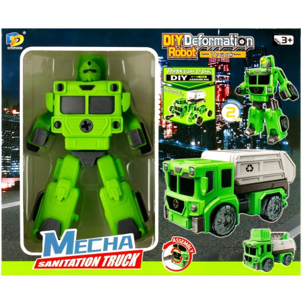 Masina 2in1 Transformer MegaCreative 498832, masina de gunoi / robot, plastic, verde, 3+ ani