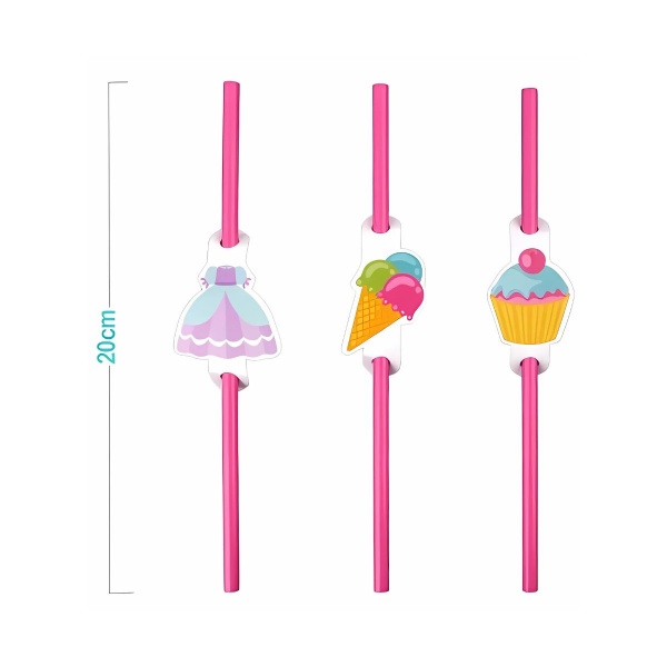 Paie de baut PartyGo, 20cm, imprimeu dulciuri, AA0084, set 6 buc