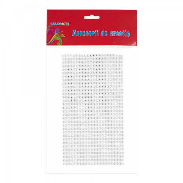 Accesorii creatie - diamante plastic argintii, 2mm, autoadezive, blister 704 buc, Colorarte, MY36