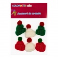 Accesorii creatie - textil, caciulite cu mot, set 6 buc, Colorarte, MY29