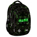 Ghiozdan St.Majewski St.Right Green Game, 43cm, 4 compartimente, negru cu verde