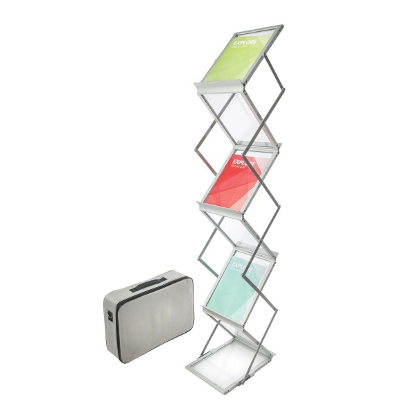 Stand zig zag Deflecto 36100, A4, portret, pliabil, 6 rafturi, fata/verso, pentru brosuri