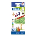 Creioane colorate Milan 0728312, triunghiulare, 12 culori, blister carton