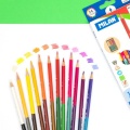 Creioane colorate Milan 07112312, bicolor, triunghiulare, 12+12 culori, blister carton