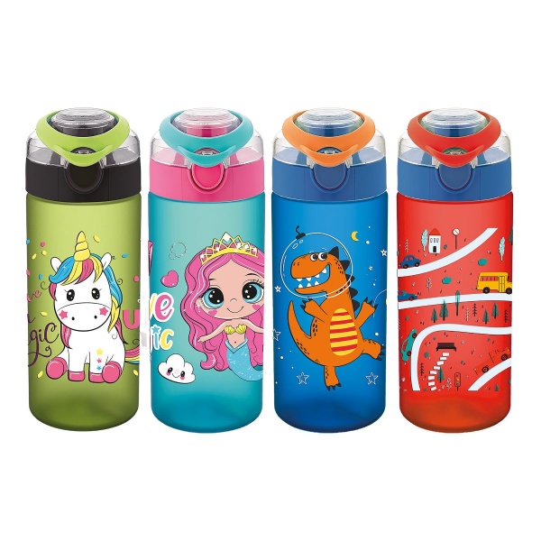 Recipient scolar Noki T-0108, 500ml, pentru lichide, diverse culori, push si capac protectie