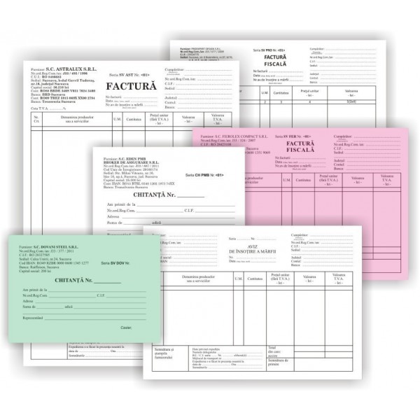 Tipizat factura A5 TVA 3 exemplare autocopiative