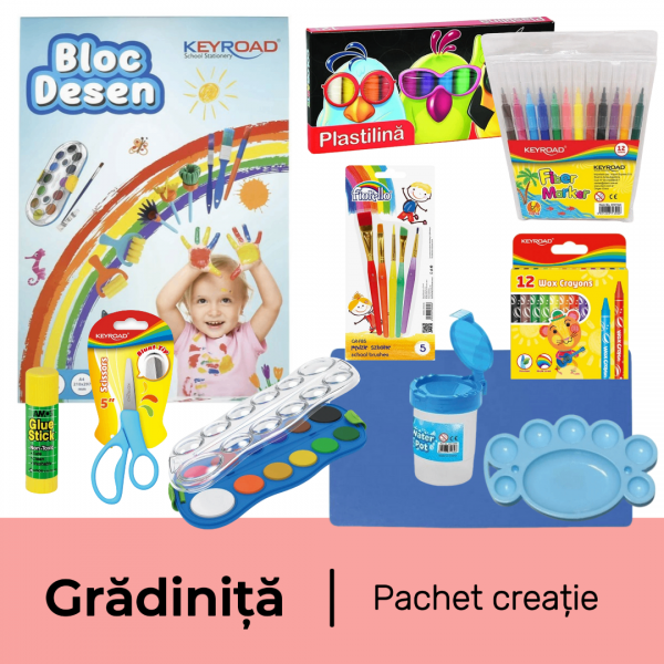Pachet rechizite gradinita, PACHET CREATIE, fata/baiat, 11 piese
